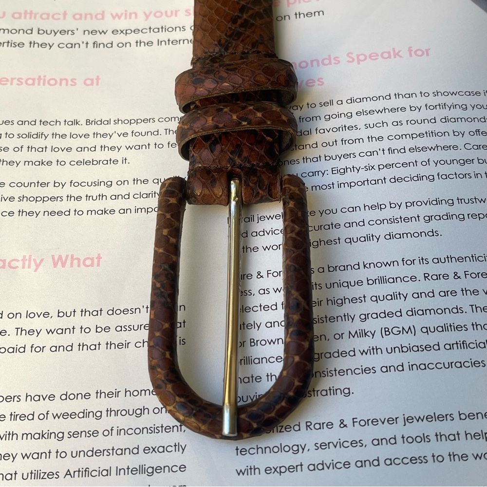Classiques Entier Women’s Genuine Leather Snake Print Belt Made In Italy Size 28